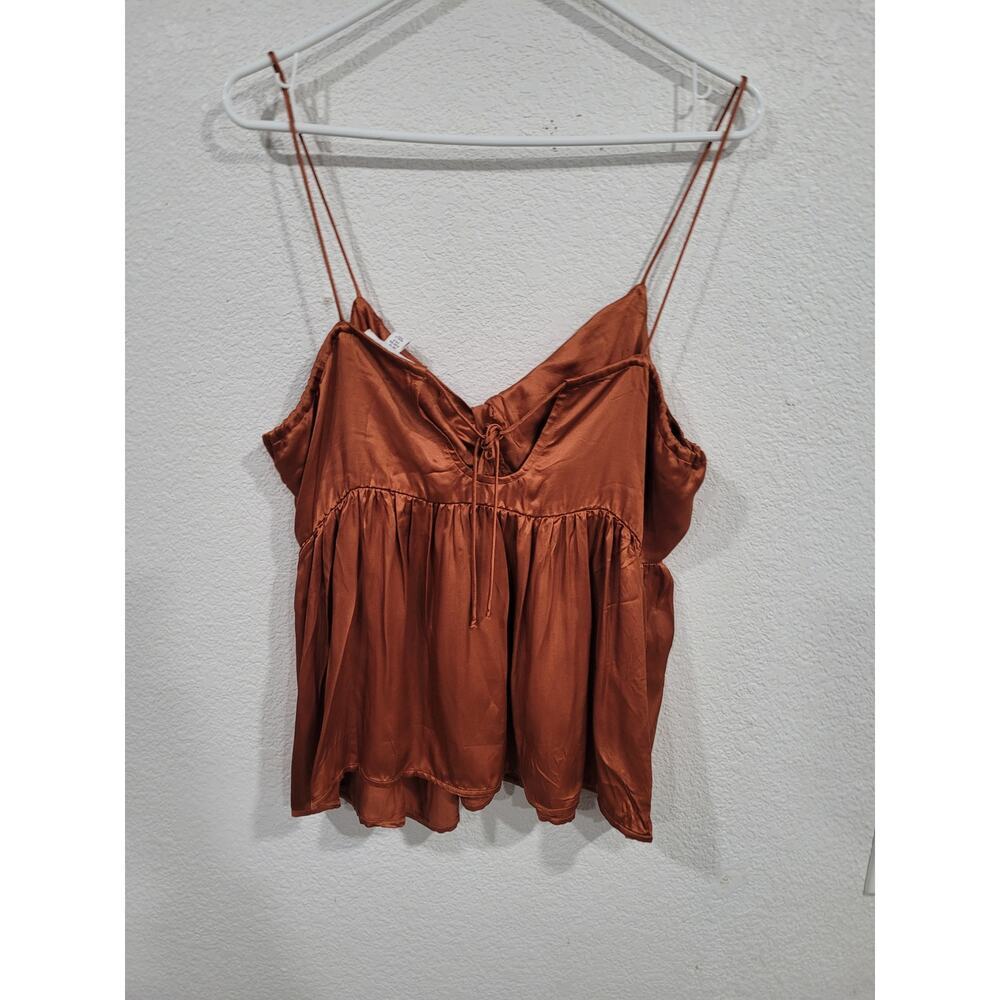 Topshop Women's Twist Satin Cami Chocolate size 8‎ NEW #15 - Picture 4 of 7